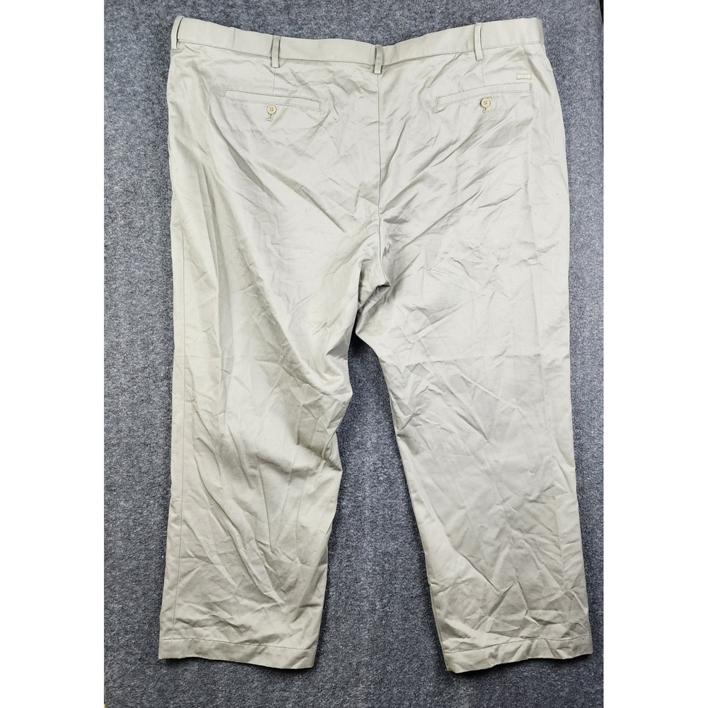 IZOD American Chino Pants Mens 52x30 Khaki Tan Classic Fit Cotton Twill Trousers